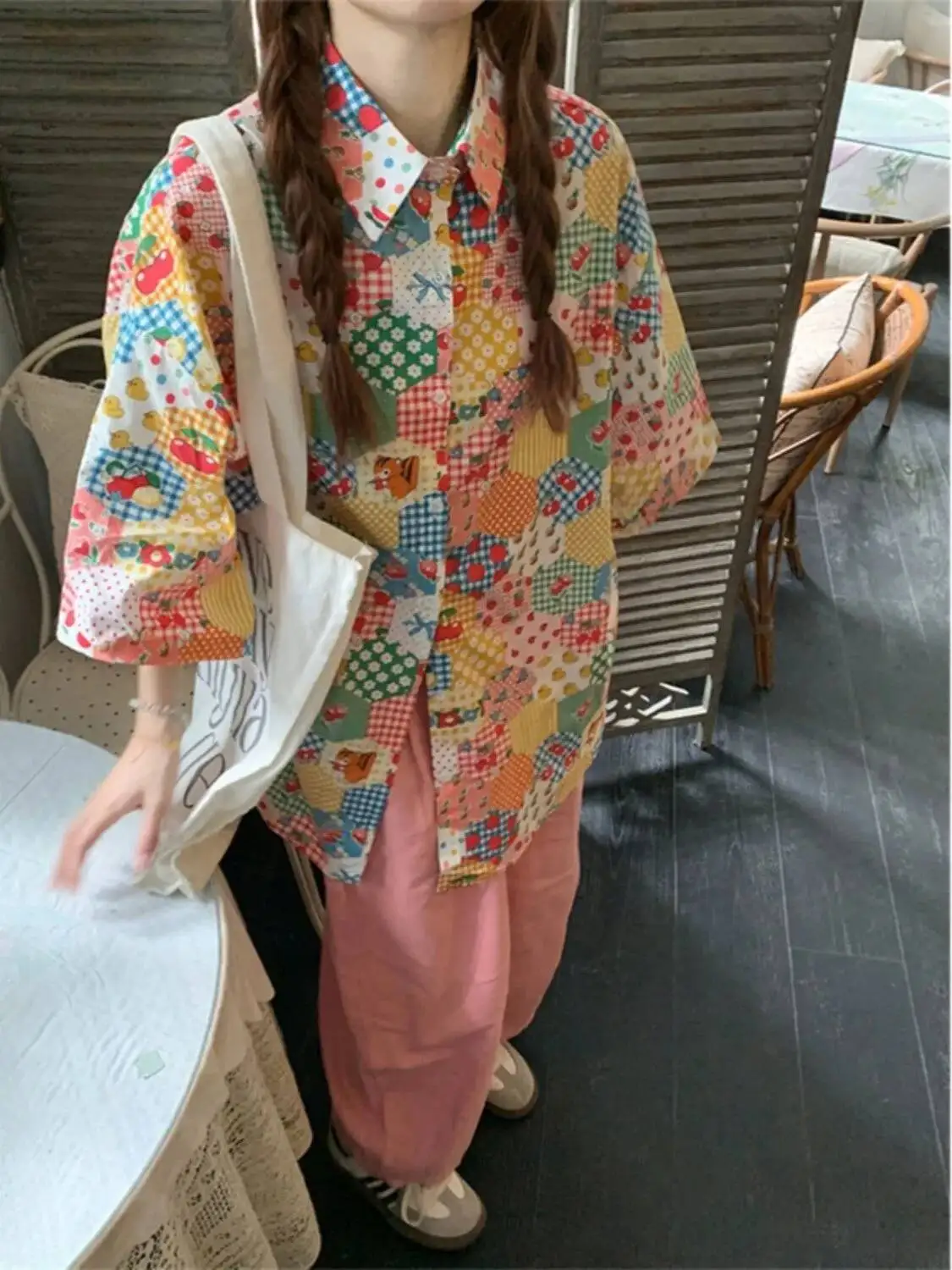 Zomer Nieuwe Sle Dames Loose Fit Bloemenprint Ort Sve Irt Binnenbovenkleding Jeugdig ogend Afslanken Veelzijdig...