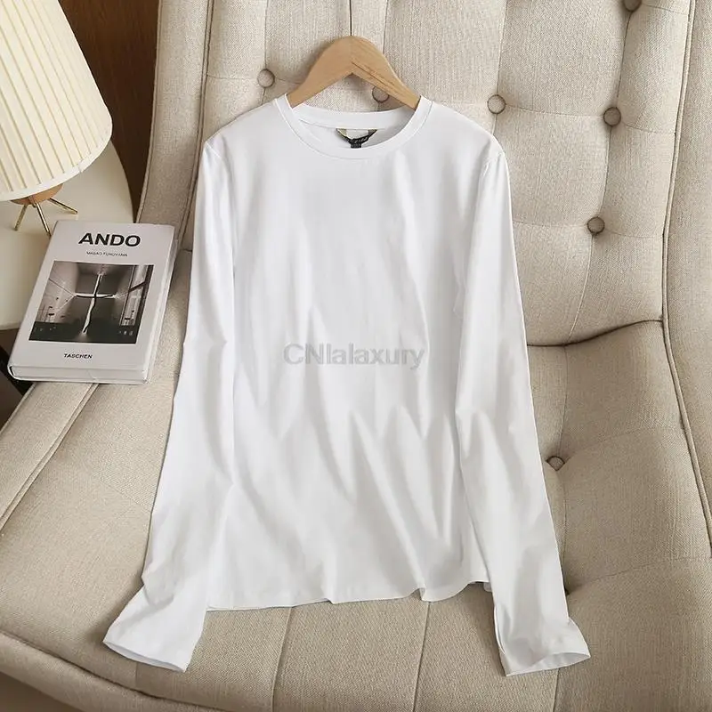 CNlalaxury 2023 Spring Summer Slim Elastic Long Sleeve Bottoming Solid T-Shirts Casual White Black Basic Tees Tops Female