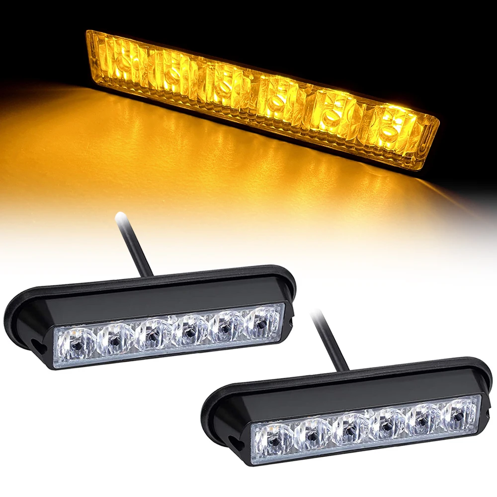 

2pcs 6LED Car Emergency Strobe Lights Universal Surface Mount 12-24V Emergency Warning Hazard Beacon Flash Caution Light Bar
