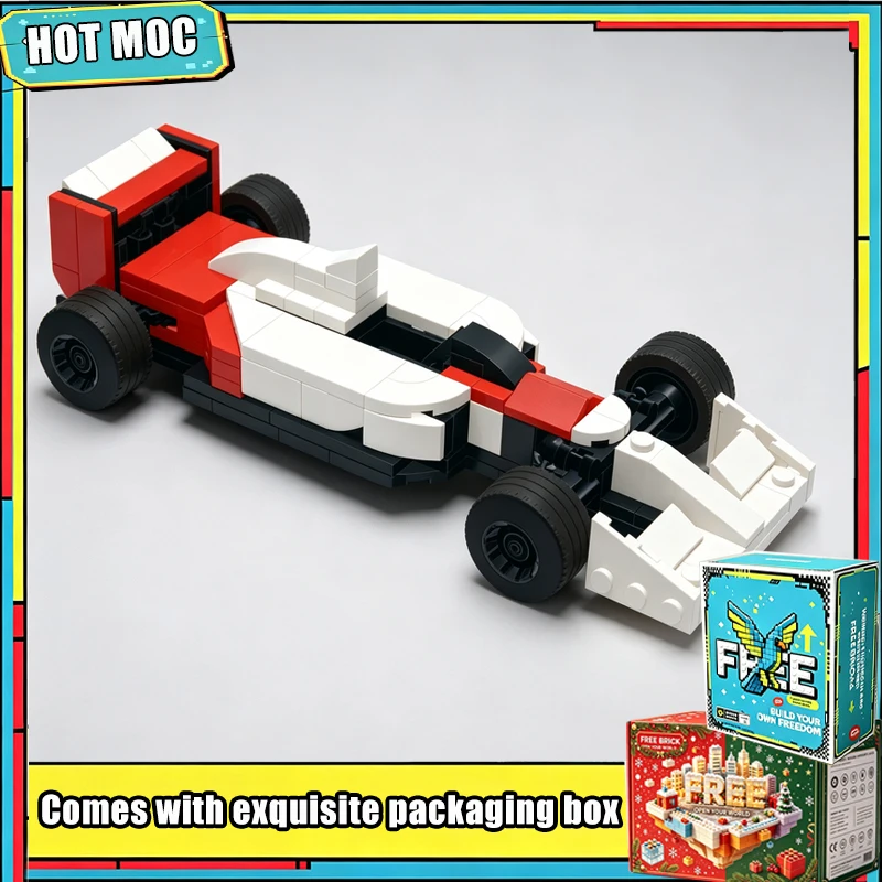 New 169PCS Red White Form Racing Car Model Speed F1 Vehicle Building Blocks Creative Assembly Educational Collectible Home Gift