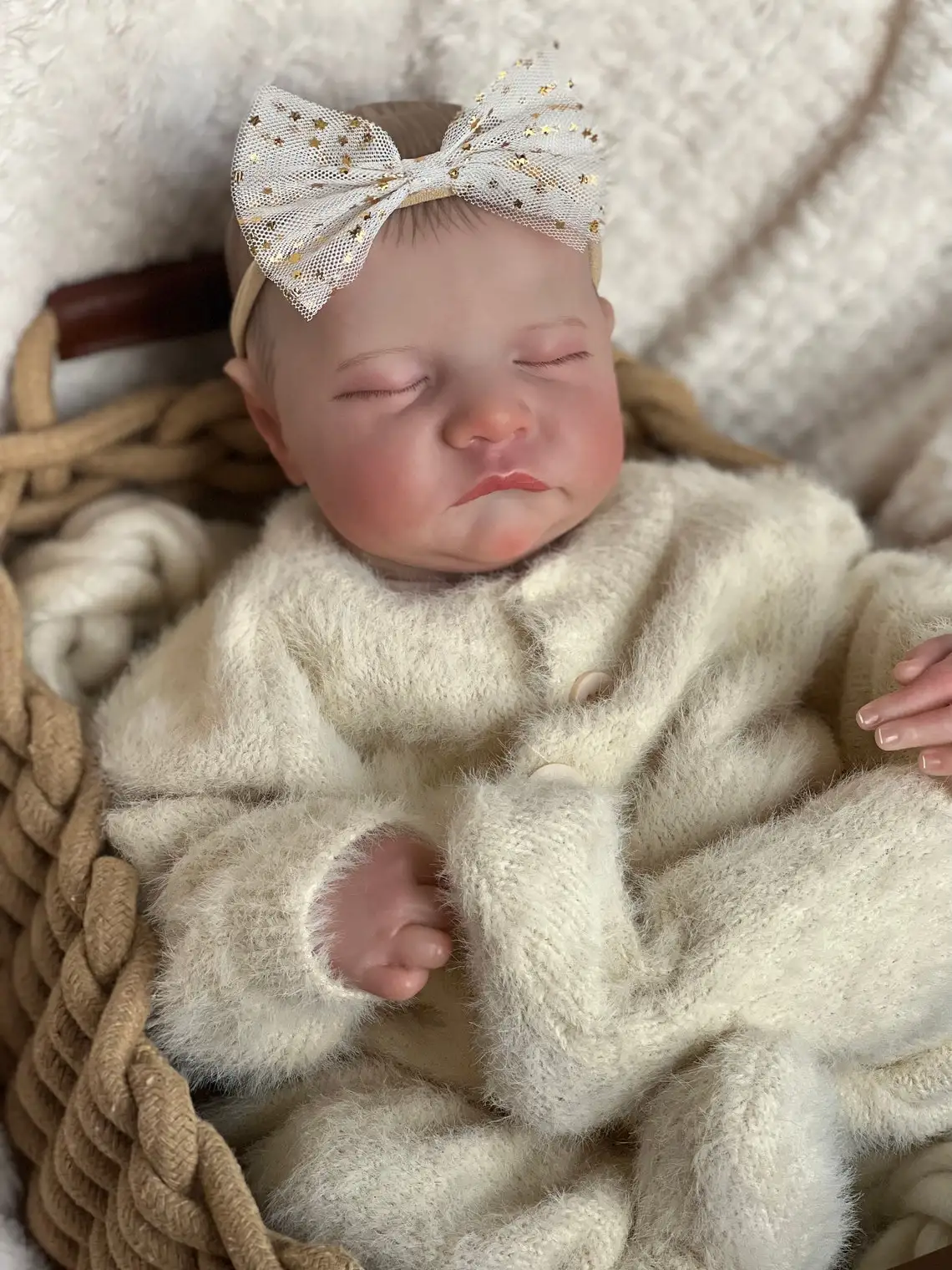 

NPK 19inch Already Painted Finished Reborn Baby Doll Sleeping Newborn Baby Size 3D Skin Visible Veins Collectible Art Doll