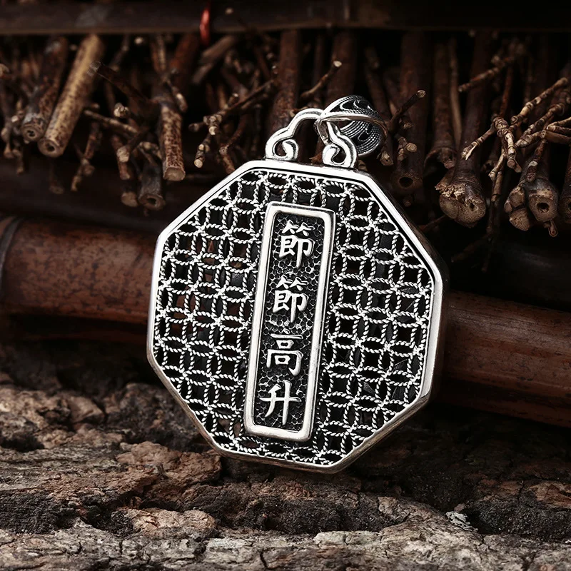 925 Sterling Silver Bamboo Joint Rising Up Pendant Necklace - Antique Oxidized Thai Silver Fashion Jewelry Gift
