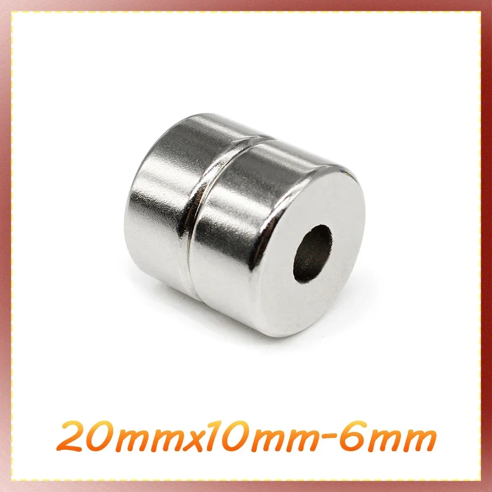 2/5/10/20PCS 20x10-6mm Disc Rare Earth Neodymium Magnet Hole 6mm Countersunk Round Magnets Strong N35