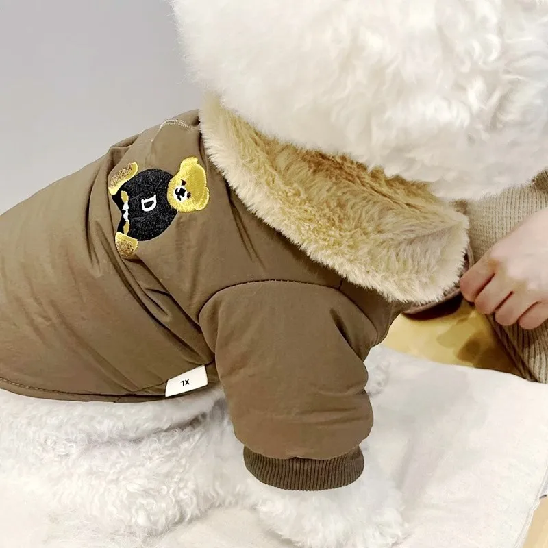Mode Hund Unten Jacke Winter Warme Hund Kleidung Bär Druck Welpen Jacke Nette Weiche Katze Mantel Haustier Kostüme Französisch Bulldog Kleidung – Detail 8