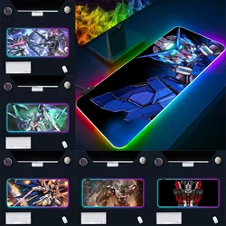 RGB Pc Gamer Keyboard Mouse Pad Mousepad LED Glowing Mouse Mats Rubber Gaming Computer Mausepad Anime Mechanical For G-Gundams