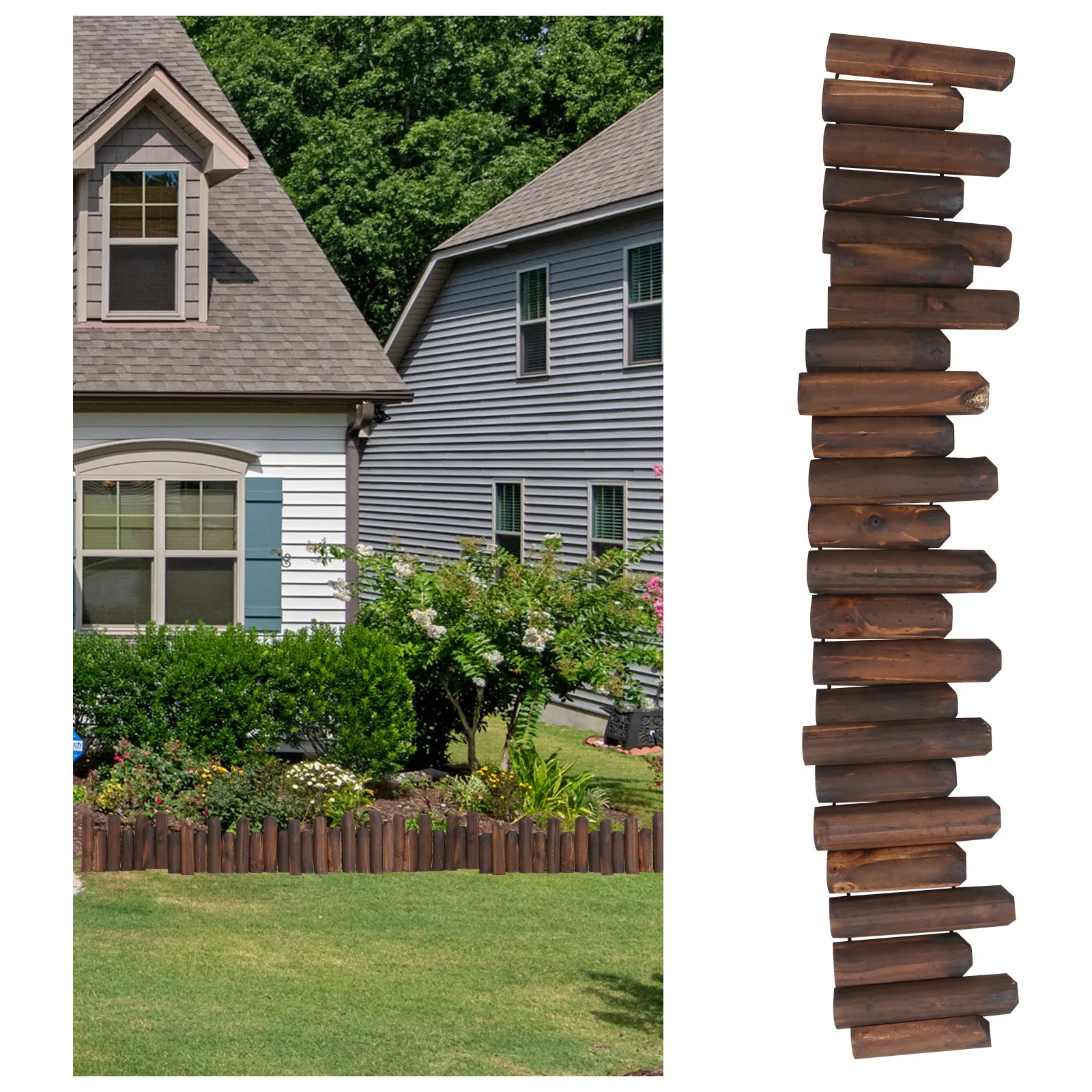 

Wooden Garden Fence Decorative Outdoor Yard Scene Lawn Partition Wood Iron Fence for Landscape Garden Decoration