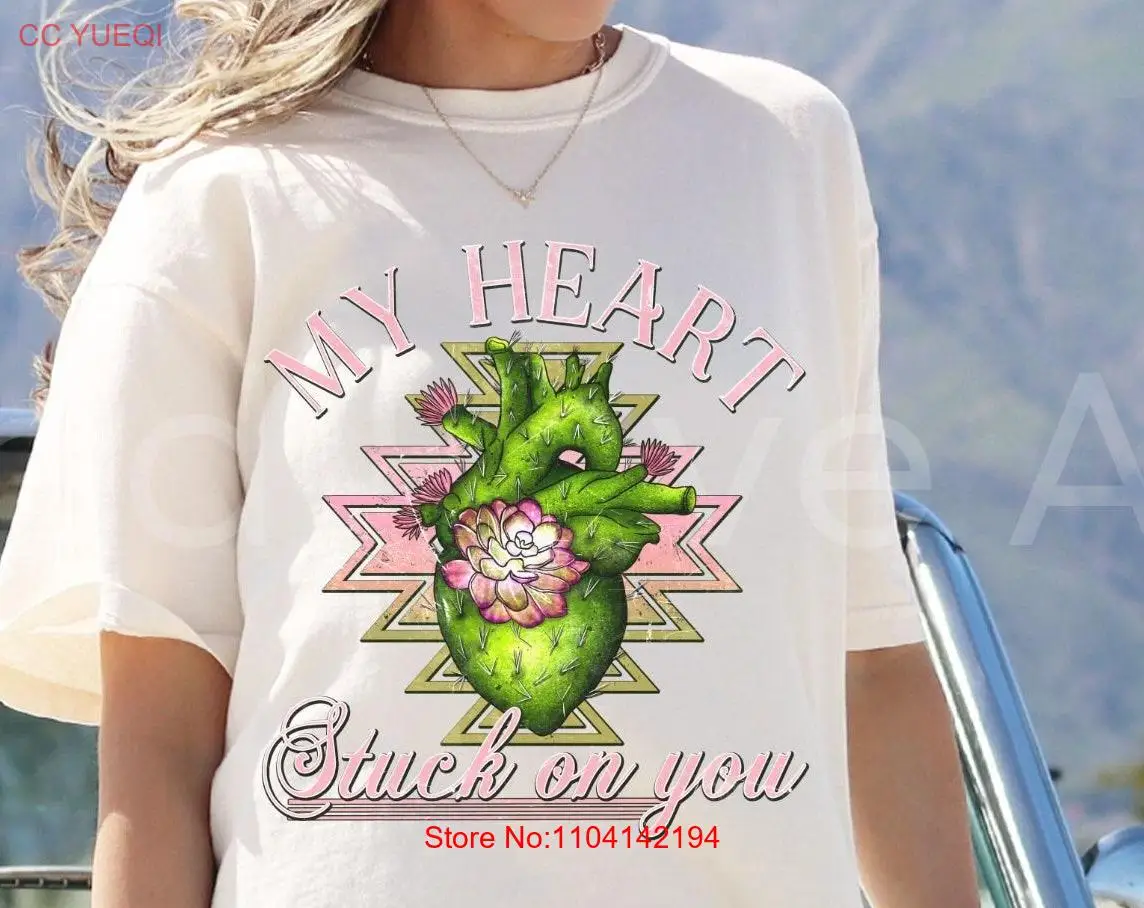 Cactus T Shirt Western Lover Cowgirl Succulent Plant Prickly Pear Plants Valentines Heart Love Comfort Colors