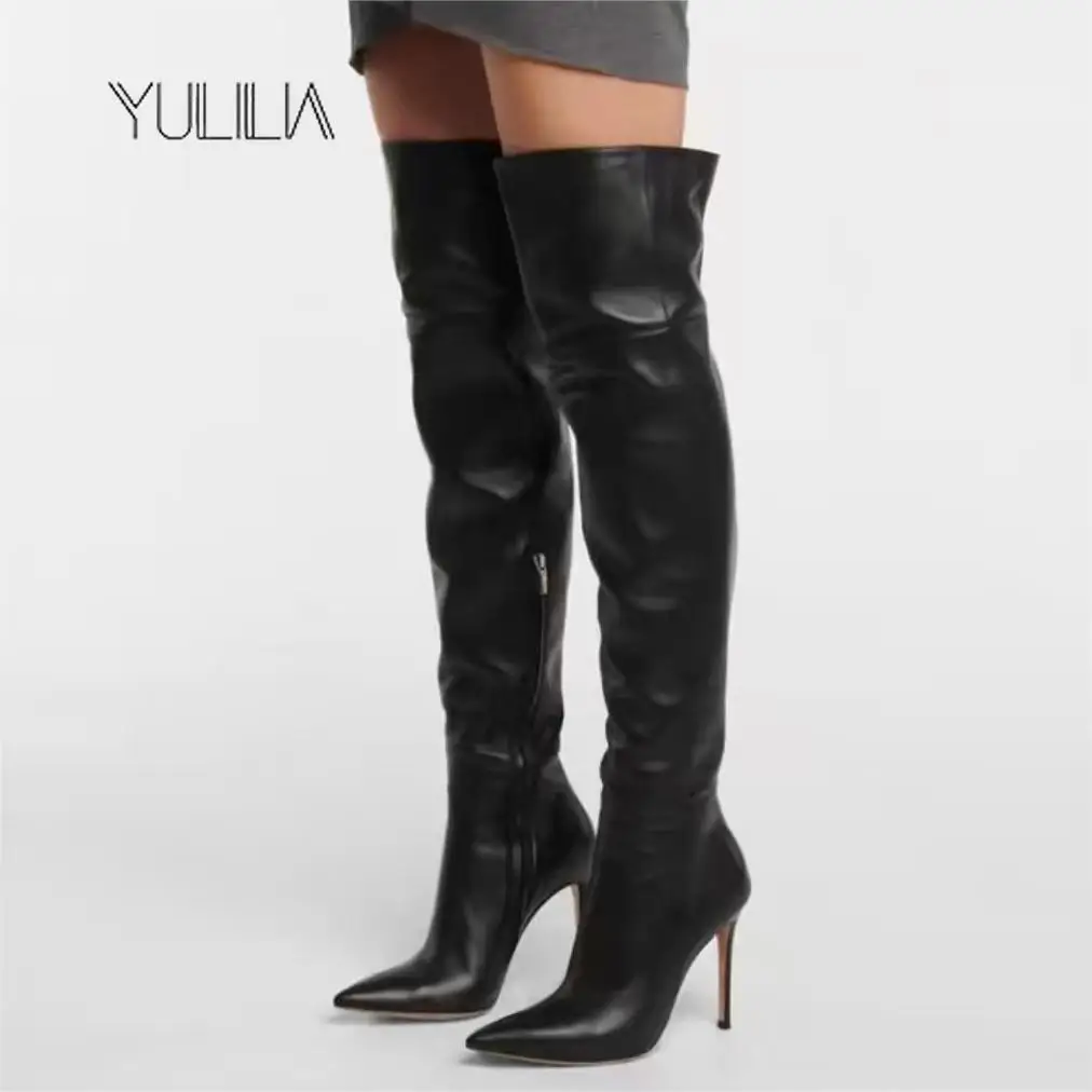 

YULILIA Trendy Sexy Woman Women's Original Design Stiletto Pointed Over The Knee Boots Thigh Boots Office Lady Nightclub Girl