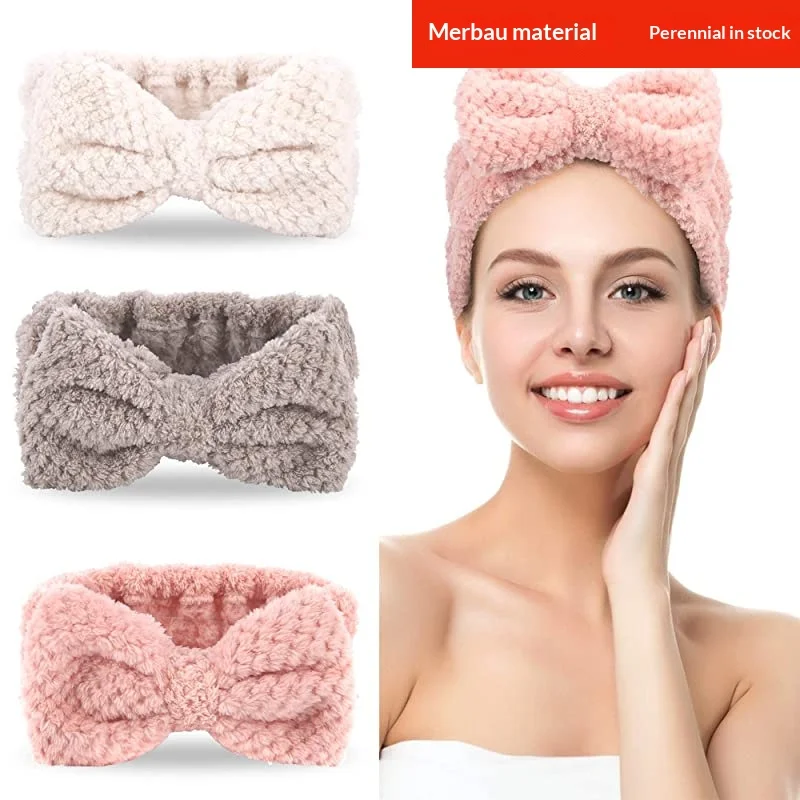 

Women's Cute Headband Ultra Fine Fiber Absorbent Hair Tie Sports Makeup Face Wash Bow Headband