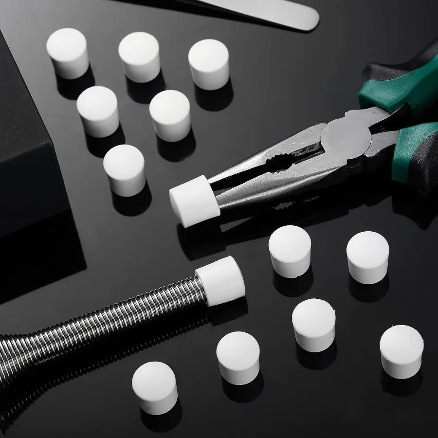 أطراف ممتص الصدمات لإيقاف الباب مقاس 0.39 بوصة مصد إيقاف مطاطي للباب أطراف سدادة قبعات لحماية الباب والجدار باللون الأبيض 20 فطيرة