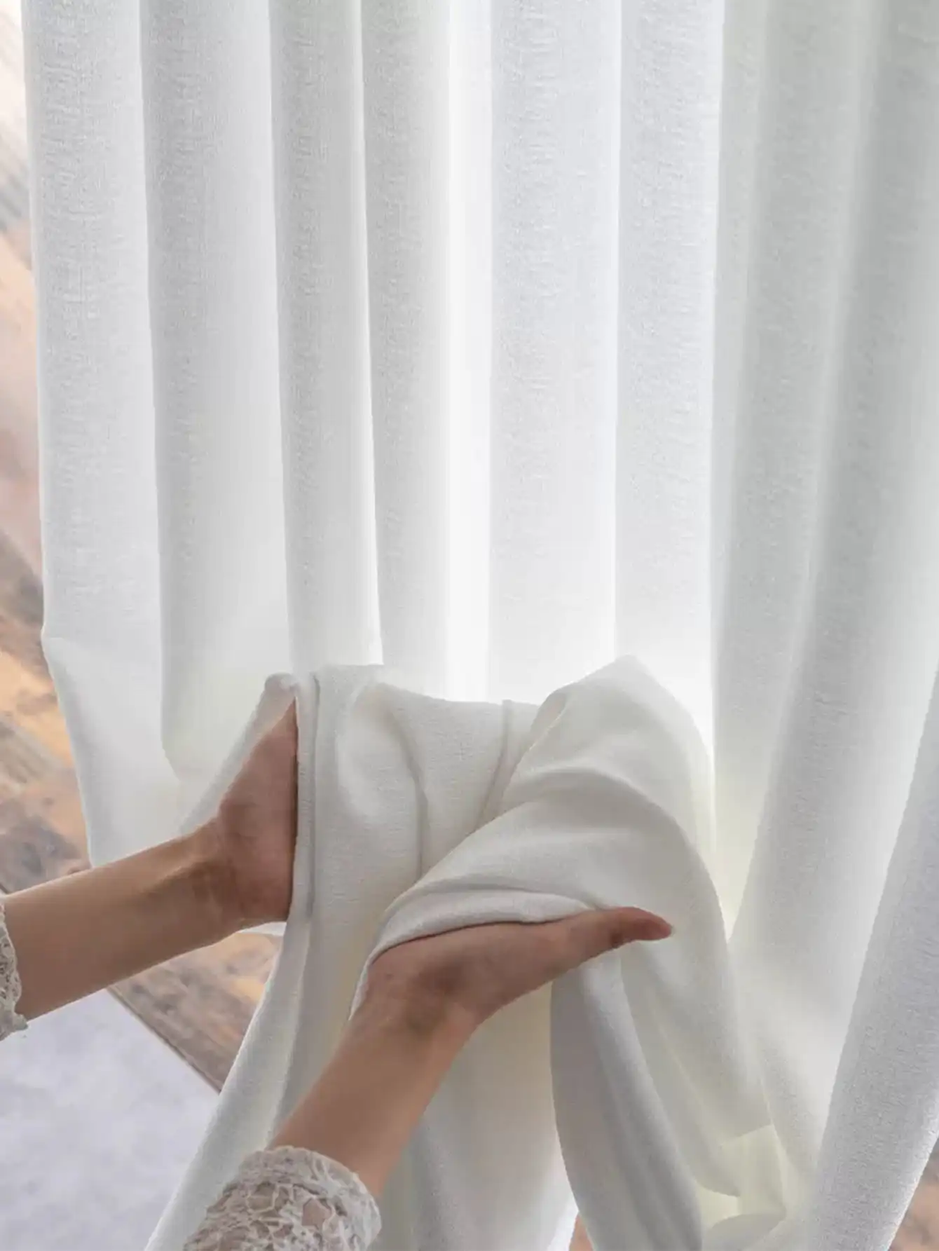 White Thicken  sun screens Sheer Curtain Opaque for bedroom Window Living room balcony hemp  Grommet Window curtain