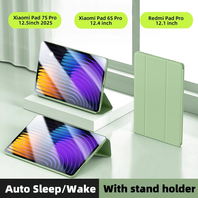 

Tablet Cases For Xiaomi Pad 7S Pro 2025 12.5inch Flip Tri-Folding Stand For Xiaomi Pad 6s Pro 12.4 Cover Redmi Pad Pro 12.1 Case