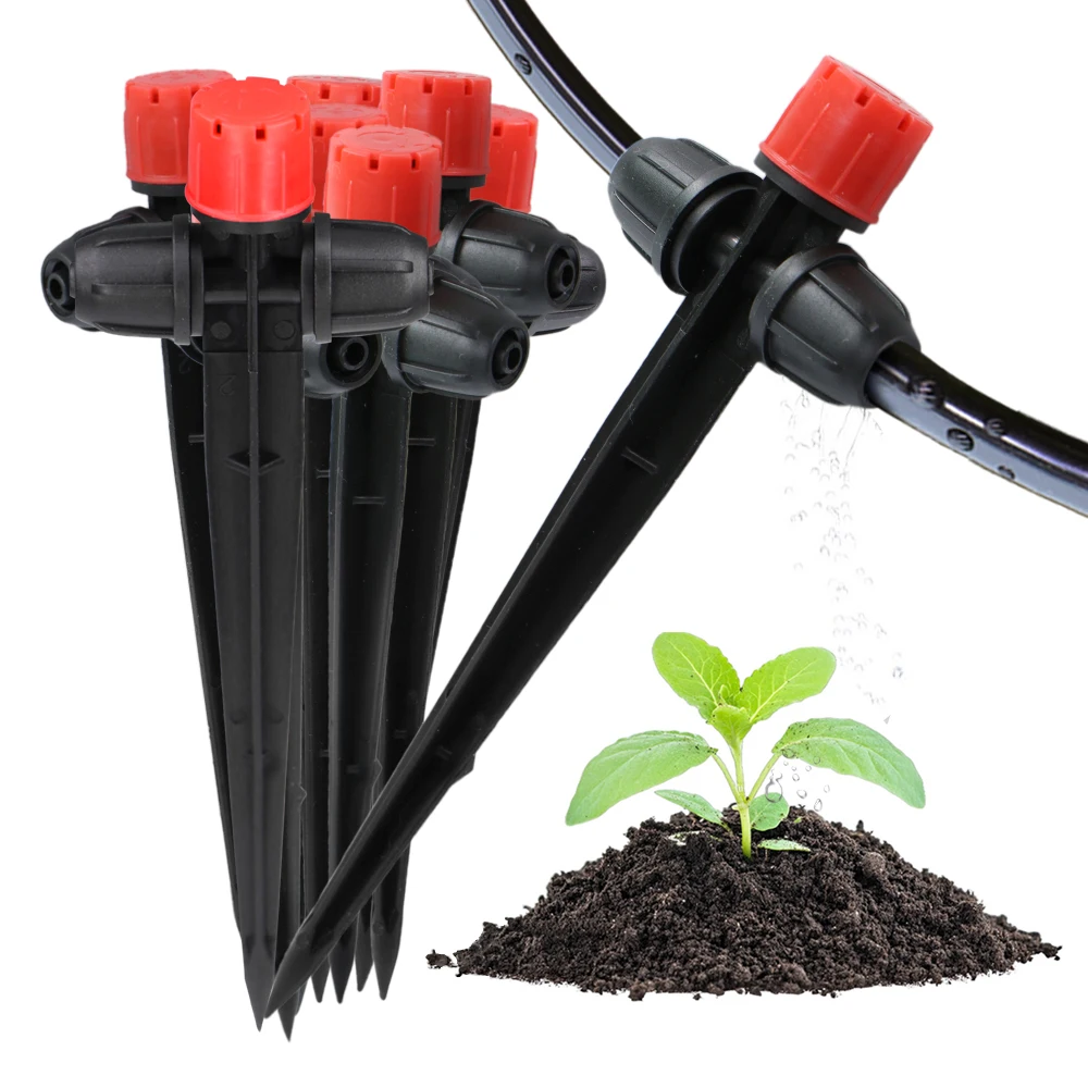 حديقة 8 حفرة قابل للتعديل المنقط الرش 0-80L/H 133 مللي متر دعم سقي فوهة قفل مزدوج ل 1/4 "خرطوم وعاء الري النباتات