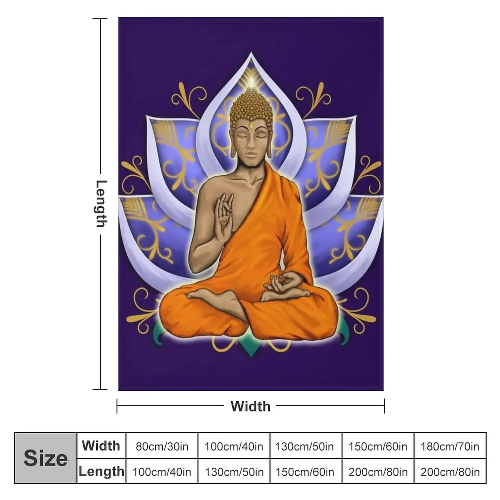 Abhaya Mudra Buddha with Violet Lotus Flower Throw Blanket For Sofa Thin Thin Blankets