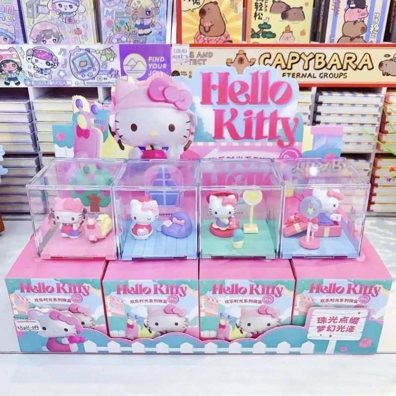 

Sanrio Anime Hello Kitty Action Figures Happy Hour Series Blind Box Toys Cute Doll Collection Ornament Girls Birthday Gifts