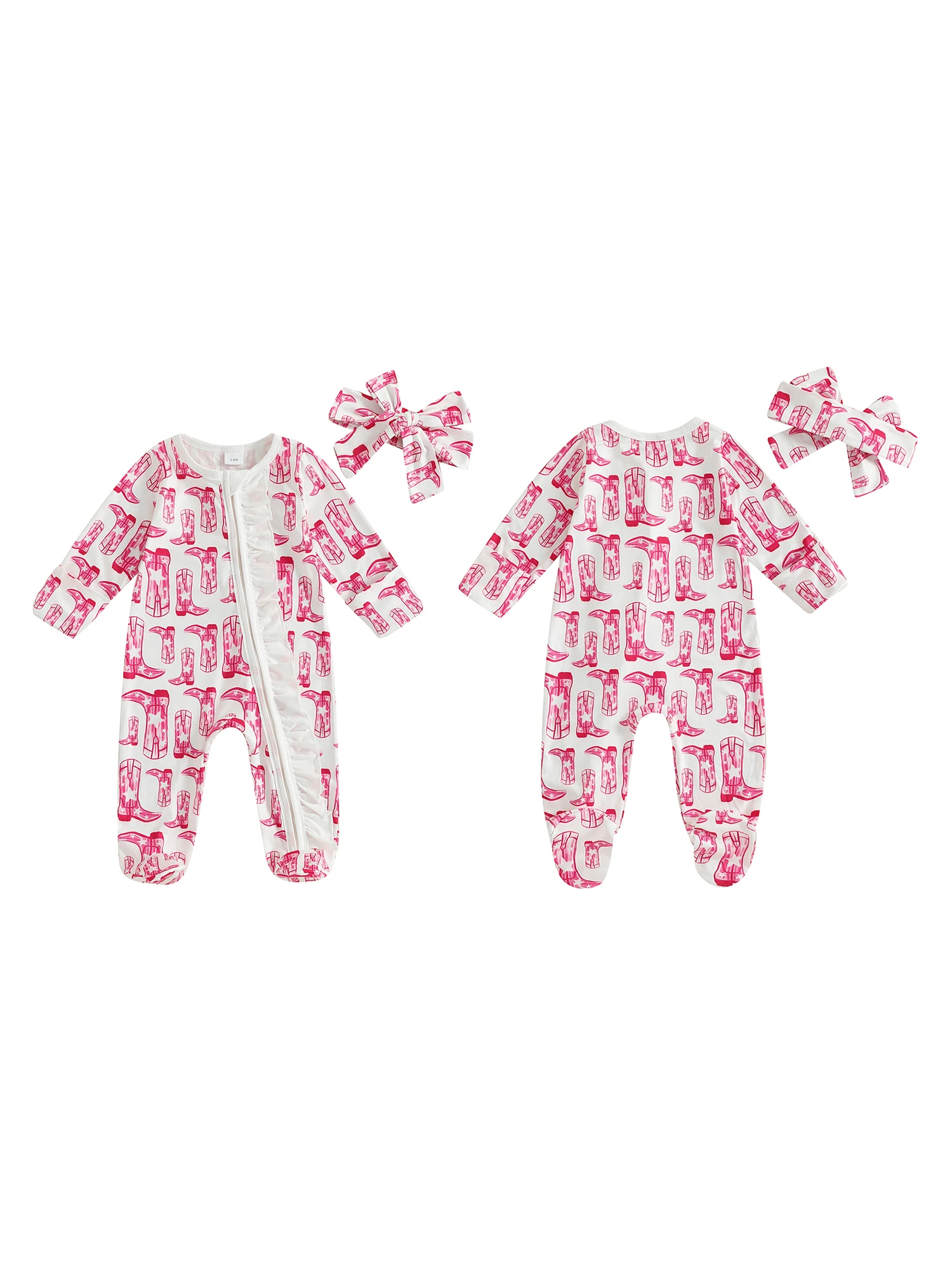 

Cute Toddler Winter Snowflake Hooded Romper with Faux Fur Trim and Matching Mittens for Girls 0-24 Months