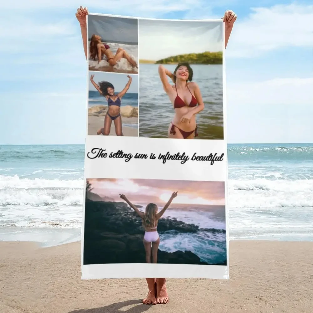 Foto personalizzate asciugamani da spiaggia personalizzati per adulti uomo donna bambini asciugamano da bagno collage asciugamano da piscina regali