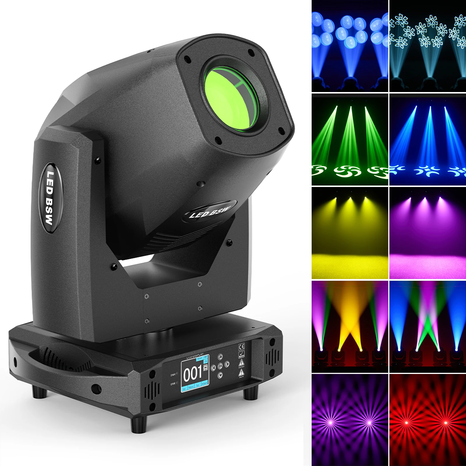 Nitehop 200W Beam LED Moving Head Lights 17Gobo 10Color Rotating Prisms Bühnenbeleuchtung DMX für DJ Disco Party Hochzeit Nachtclub Show