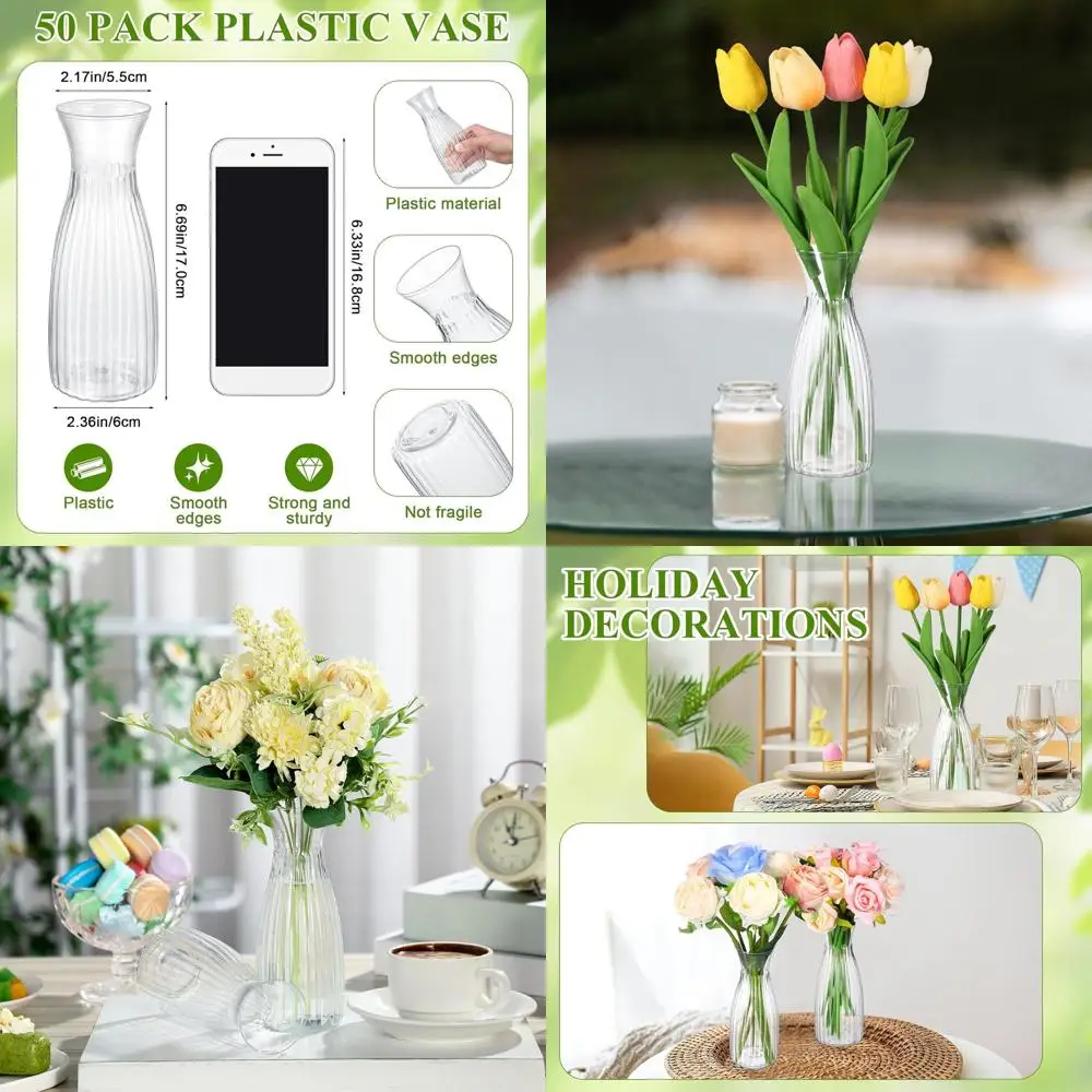 

Пластиковые вазы с бутонами, прозрачные маленькие для цветов, центральных элементов, свадеб, домашних банкетов, официальных ужинов, декора праздничного стола, 2,64x6