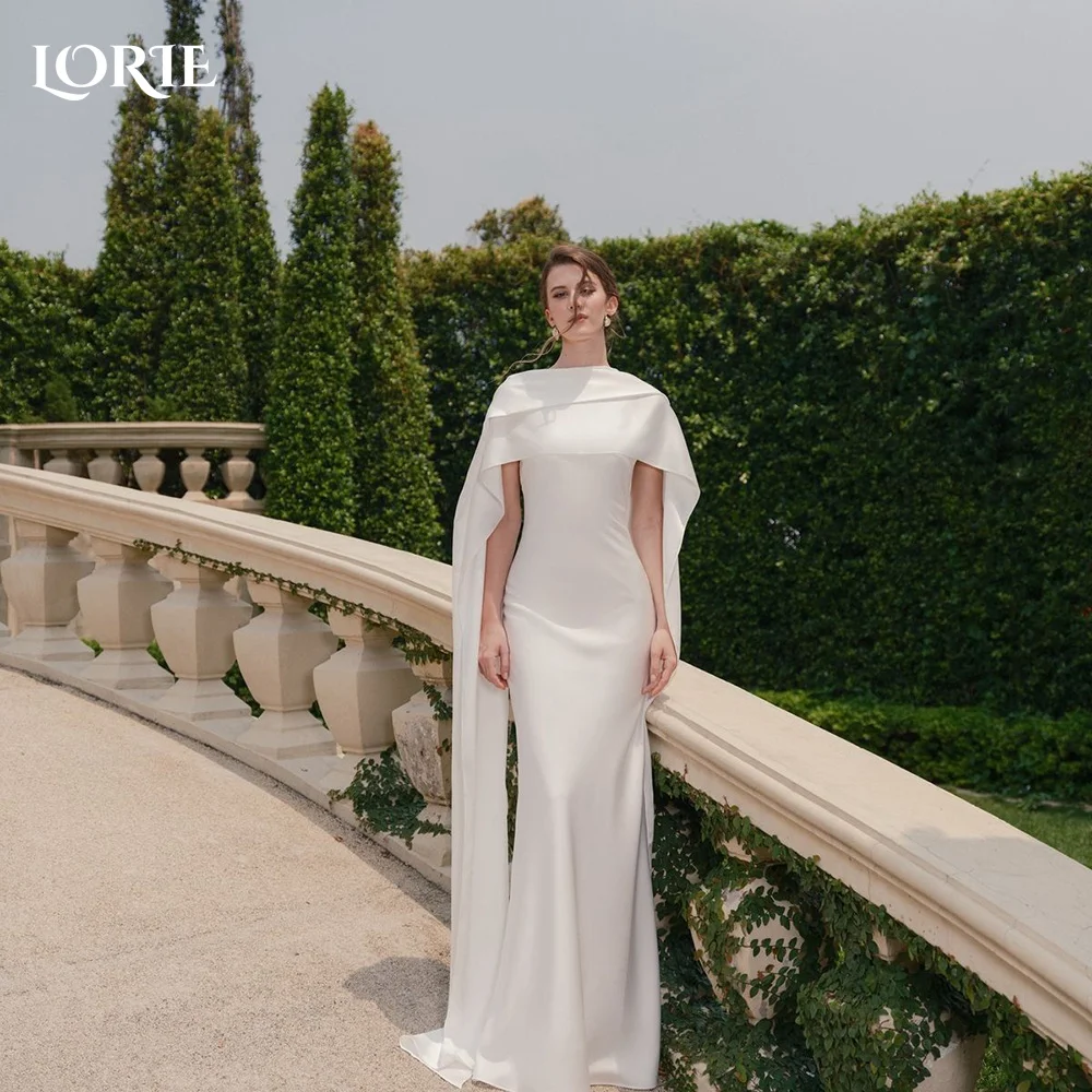 LORIE High Collar Modern Wedding Dresses Arabia Appliques A-Line Long Sleeve Bridal Gown Chiffon Princess Bride Dress Customized