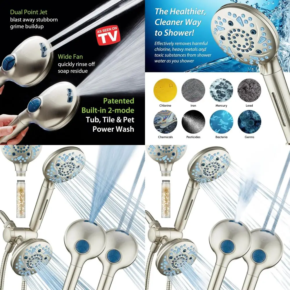 

Душевая лейка с 6 режимами, фильтром и мощным распылением — очищает воду, удаляет загрязнения с поверхностей и мытье животных.