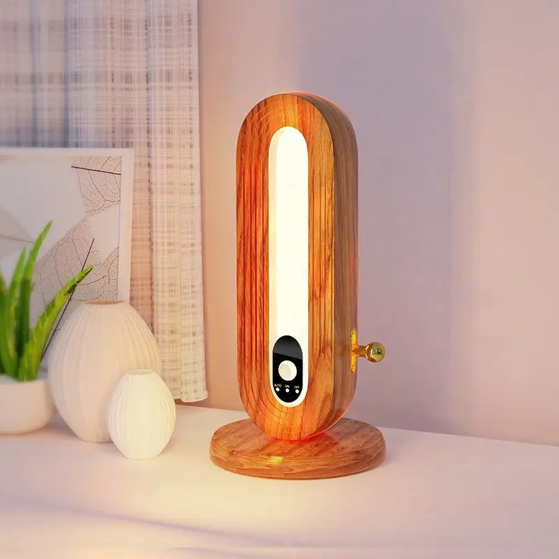 Wooden Eye Protection Night Light Bedside Table Lamp Atmosphere Bedroom Corridor Entrance Human Body Sensing Lighting Fixture