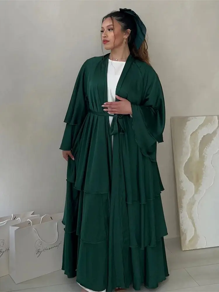 Kimono de satén de Ramadán para mujer, Abaya de Dubái, Turquía, Islam, vestido modesto musulmán, ropa de oración, bata Kebaya