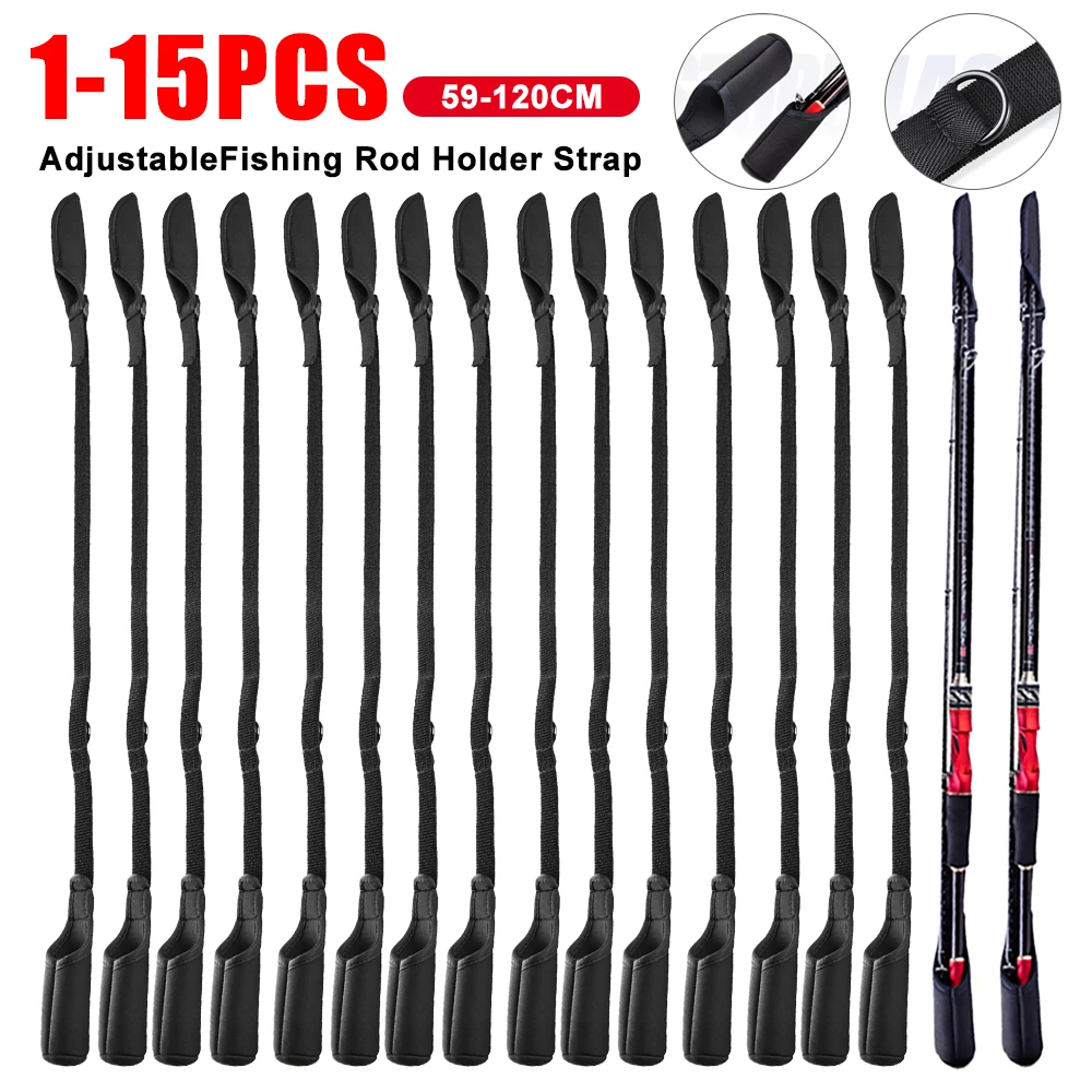 1-15PCS Fishing Rod Sock Srtap Fishing Pole Sleeves Belt Rod Protector Adjustable Rod Cover Protector For Fishing Rod Tube Case