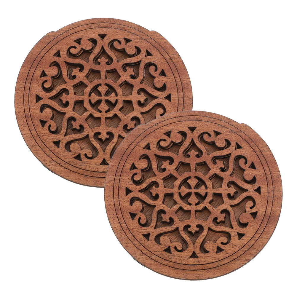 

2Pcs Acoustic Guitar Soundhole Cover Dark Brown Solid Wood Anti Feedback Sound Hole Mute Cap for Acoustic Guitar Noise