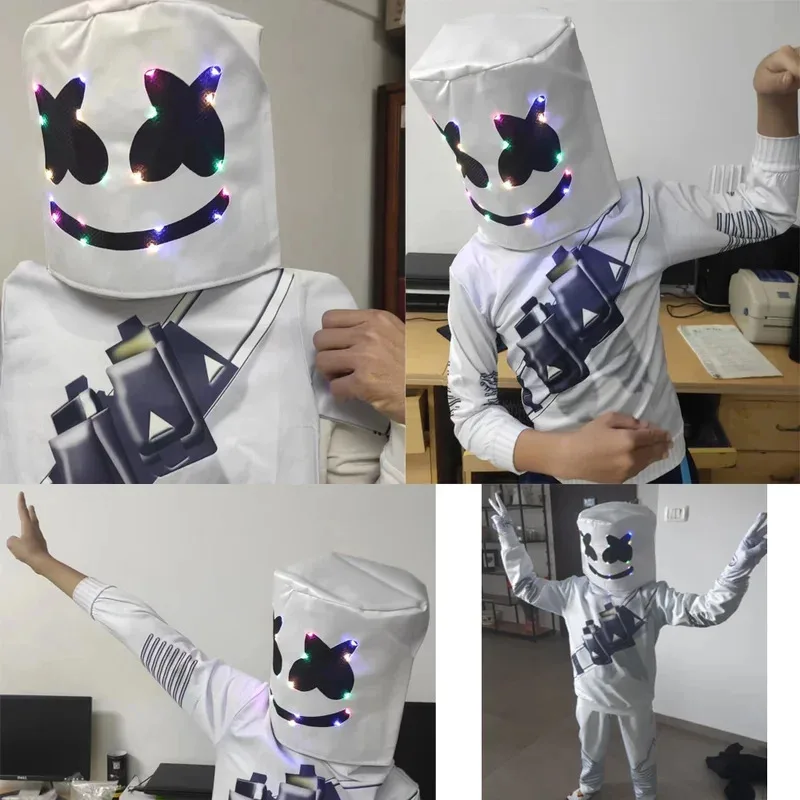 HAni 2025 LED malvavisco niños niñas máscara para baile payaso Cosplay ropa Halloween Navidad disfraz fiesta juego Fortnites ☆ ★ ww