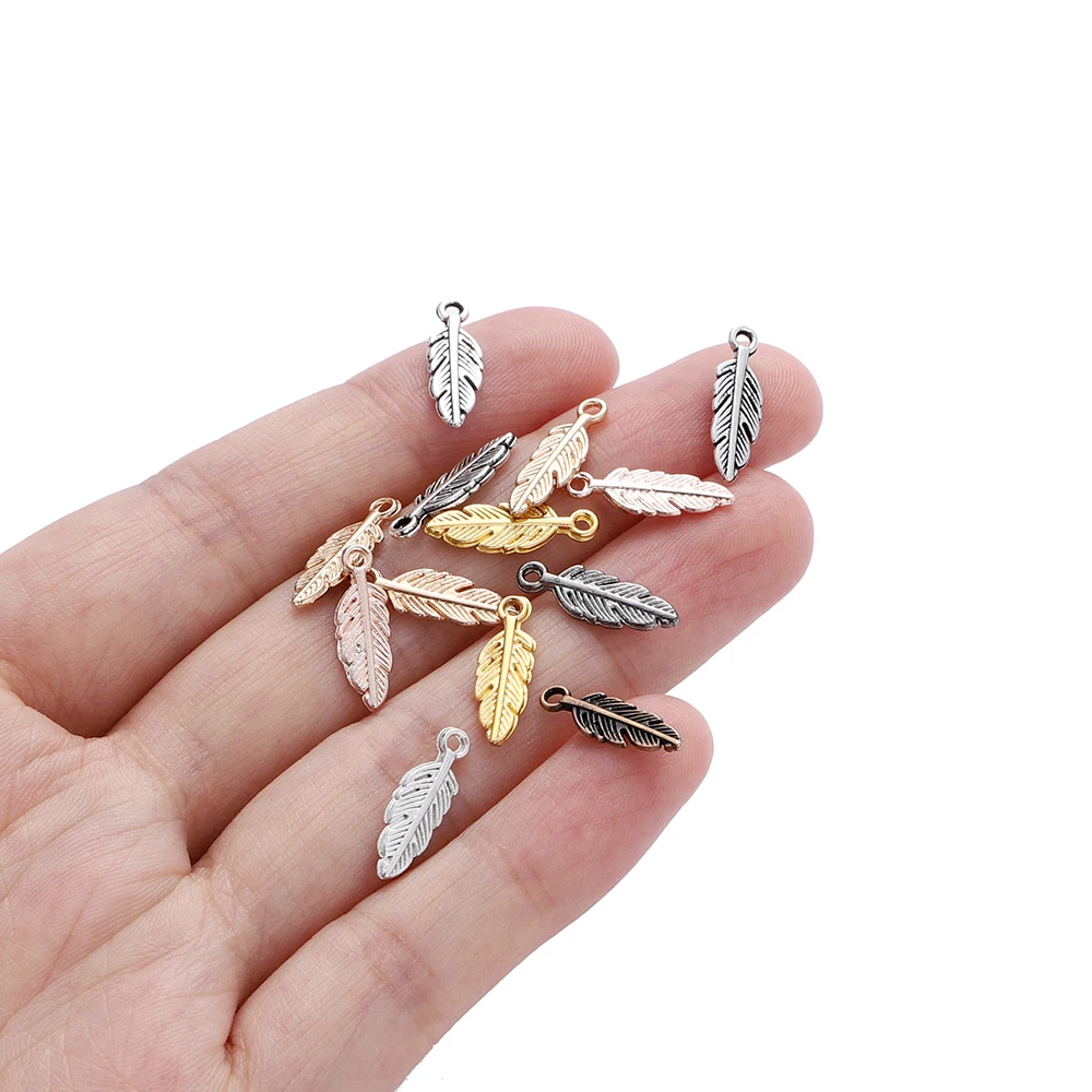 80Pcs 5x15mm Alloy Leaves Shape Antique Pendant Charms Necklace Bracelet Earring DIY For Jewelry Making Accessories Supplies