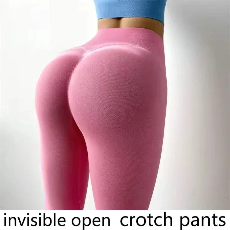 

Invisible Crotch Pants High Waist Large Size Yoga Pants Women Seamless Sexy Peach Buttocks Fitness Leggings Outdoor Sex Free