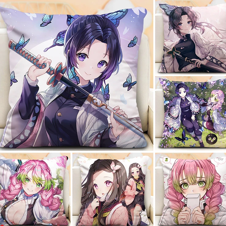 

Anime Demon Slayer Kochou Shinobu Kanroji Mitsuri Cosplay Sofa Cotton Backing Block Dolls Cushion Pillow Halloween Xmas Gift