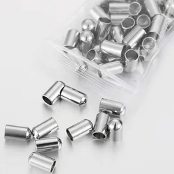 50pc Stainless Steel Tube Cap fit 2/3/4/5mm Rope Crimp Long End Cap for DIY Craft Bracelet Jewelry Making Supplies Wholesale