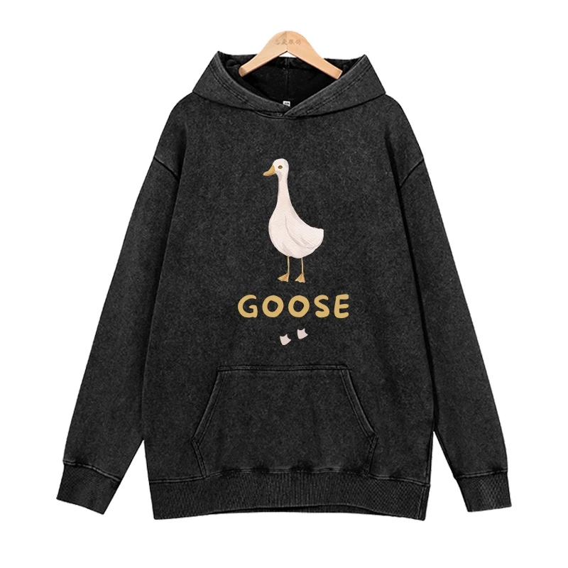 A cute white goose Hoodies Men Look Letter Printed Sweatshirts Women Fashion ASTROWORLD Hooded Pullover Casual Sportwear