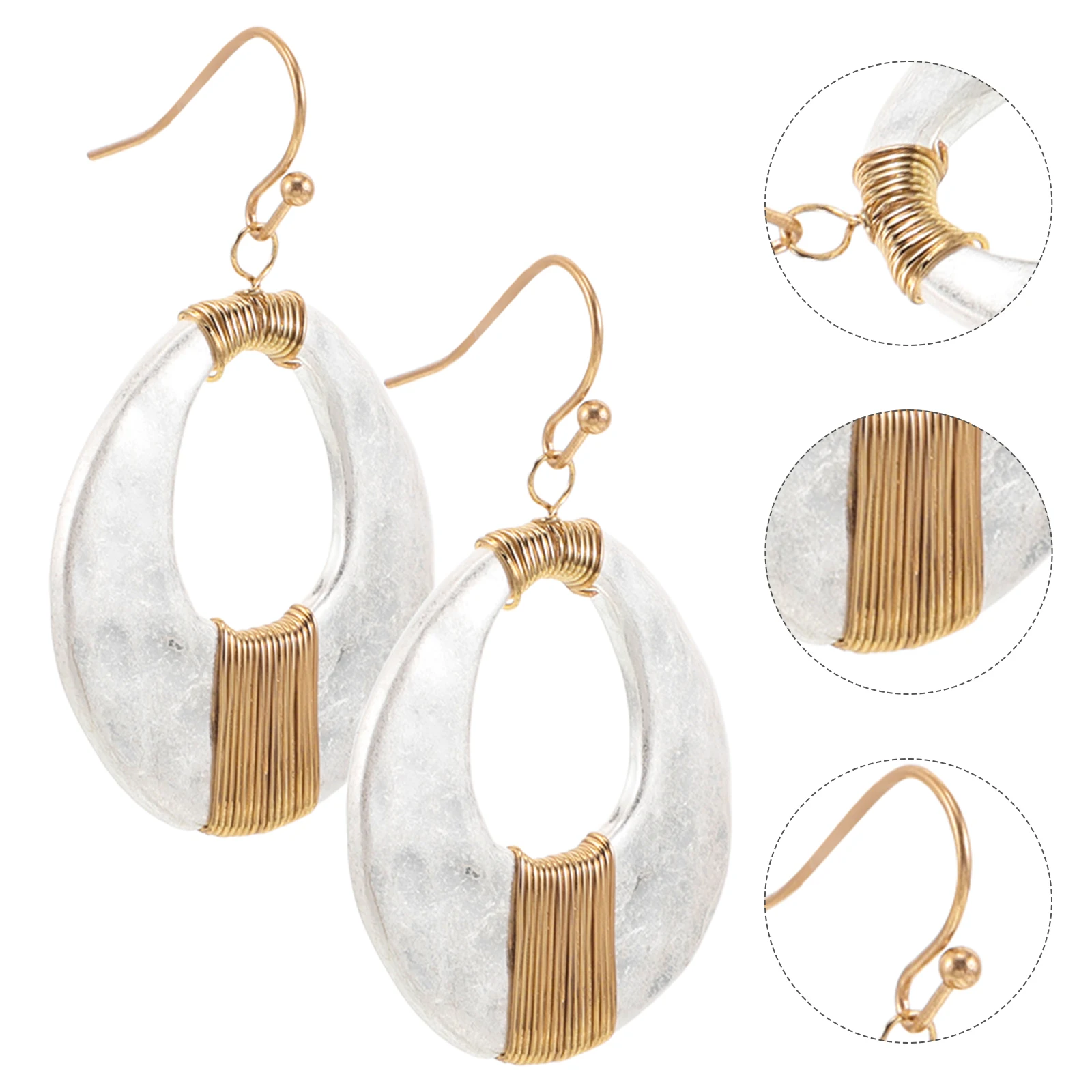 

Vintage Earrings Geometric for Women Hoop Metal Copper Decorative Dangle Miss Drop