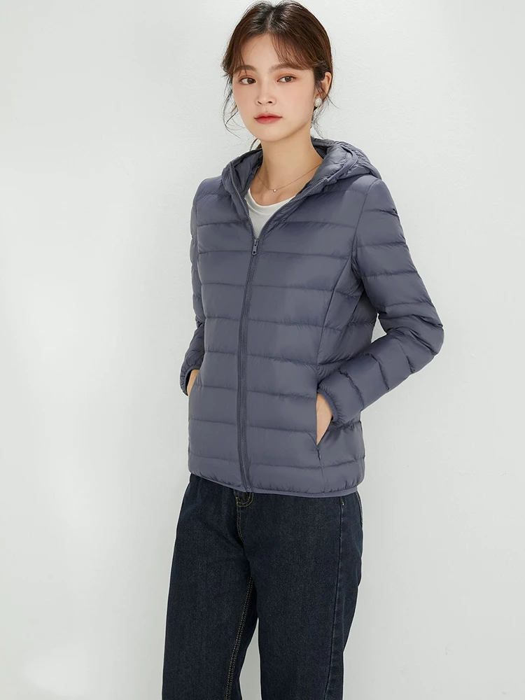 Inverno para baixo jaquetas mulheres 2022 ultra leve portabl pato branco para baixo senhoras sólido ultraleve com capuz casaco parka outwear feminino