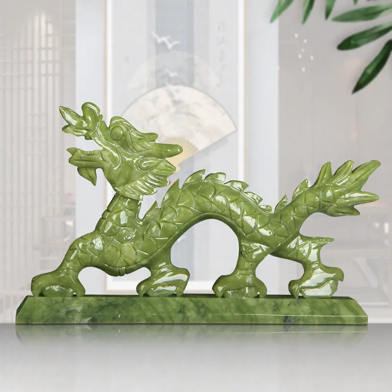 Imagem -04 - Chinês Zodíaco Dragão Ornamentos Jade Natural Artesanato High-end Casa Sala de Estar Desktop Feng Shui Decorações Bancada Decoração