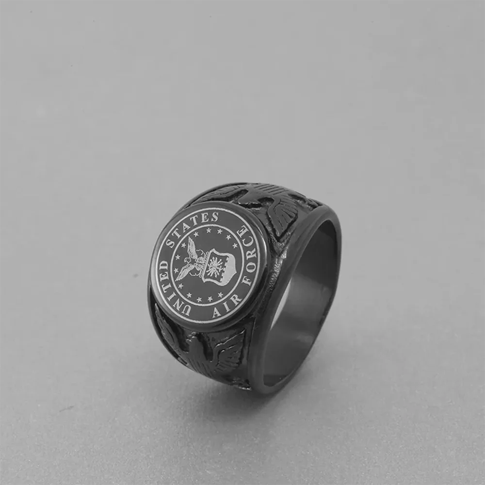 Stainless Steel Black Men USMC Ring Jewelry Air Force Navy  Army Rings image 3