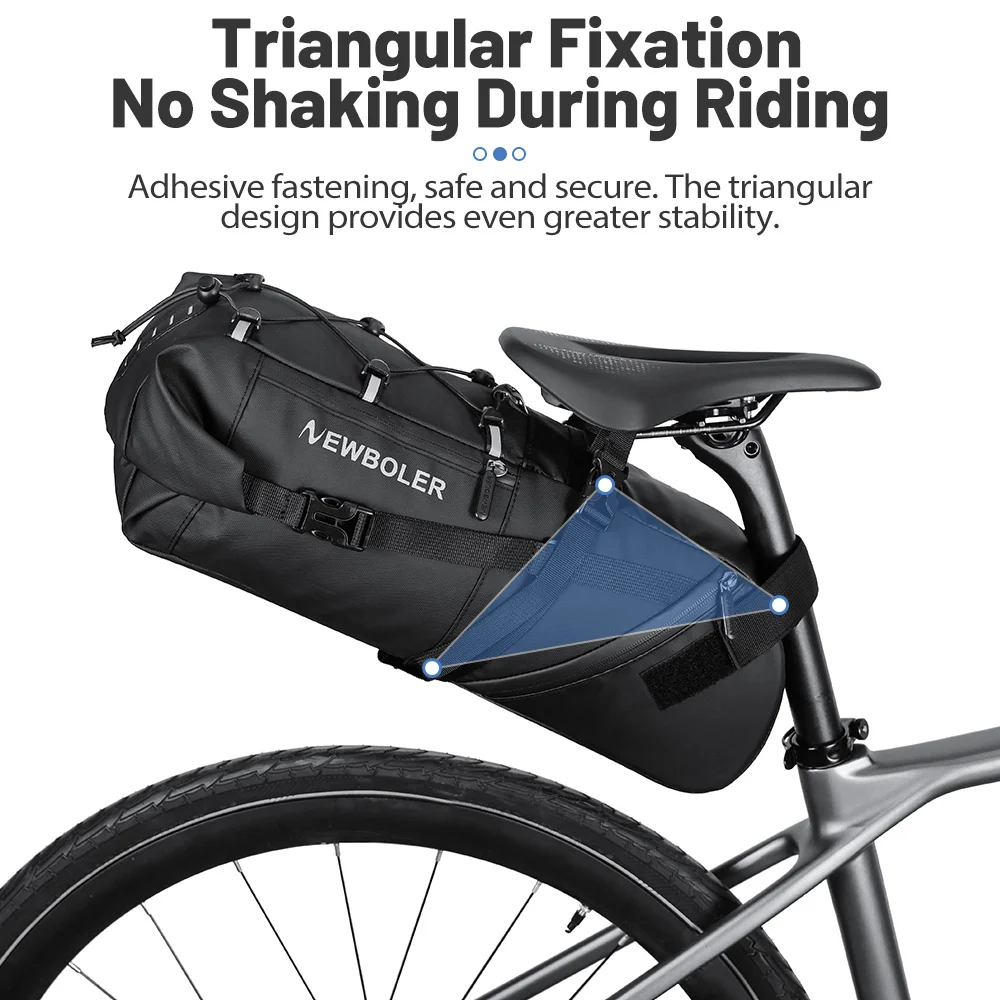 NEWBOLER 18L Fahrrad-Satteltasche, wasserdicht, für MTB, Rennrad, große Kapazität, faltbare Fahrradtasche, Hecktasche, Zubehör für den Kofferraum – Detail 11