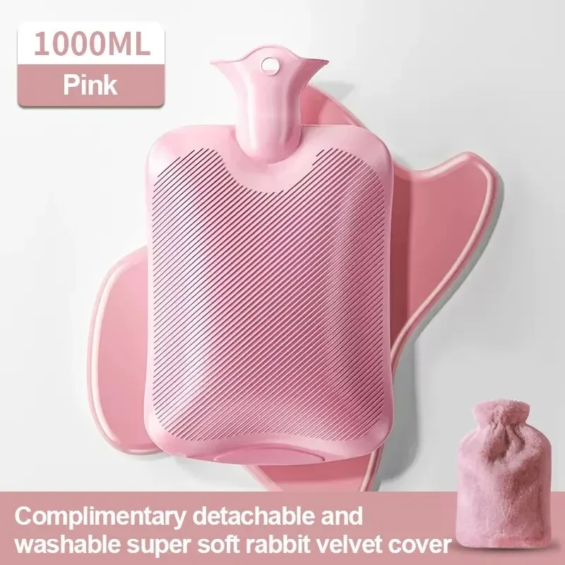 1pc Hot Water Bottle, 1000ml Water-Filled Hot Water Bottle, Hand and Foot Warmer for Girls,Cute Plush Cloth Cover