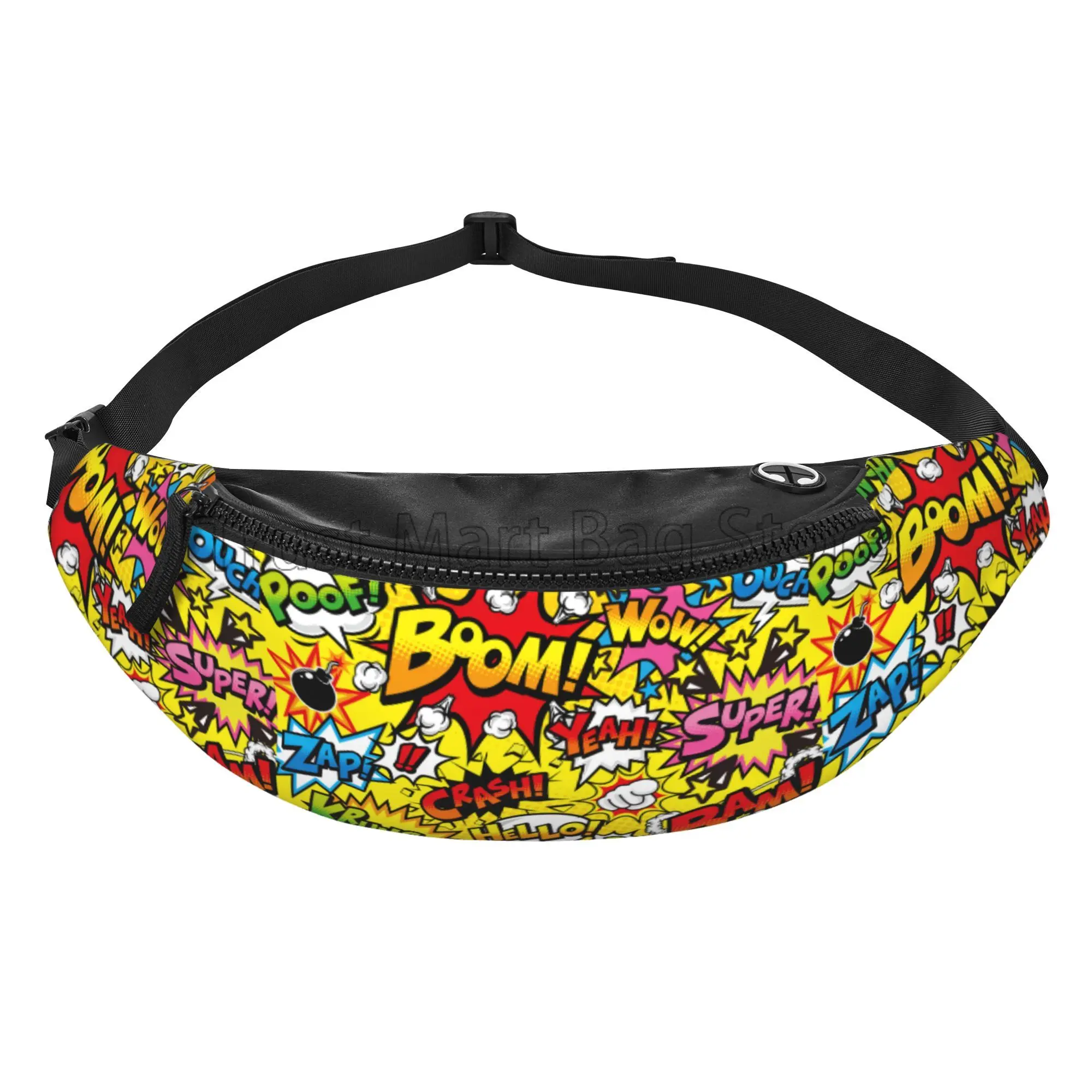 American Comic Book Collection Pop Art Fanny Pack Crossbody Bags for Men Women Hip-hop Large Waist Bag for Outdoors Travel