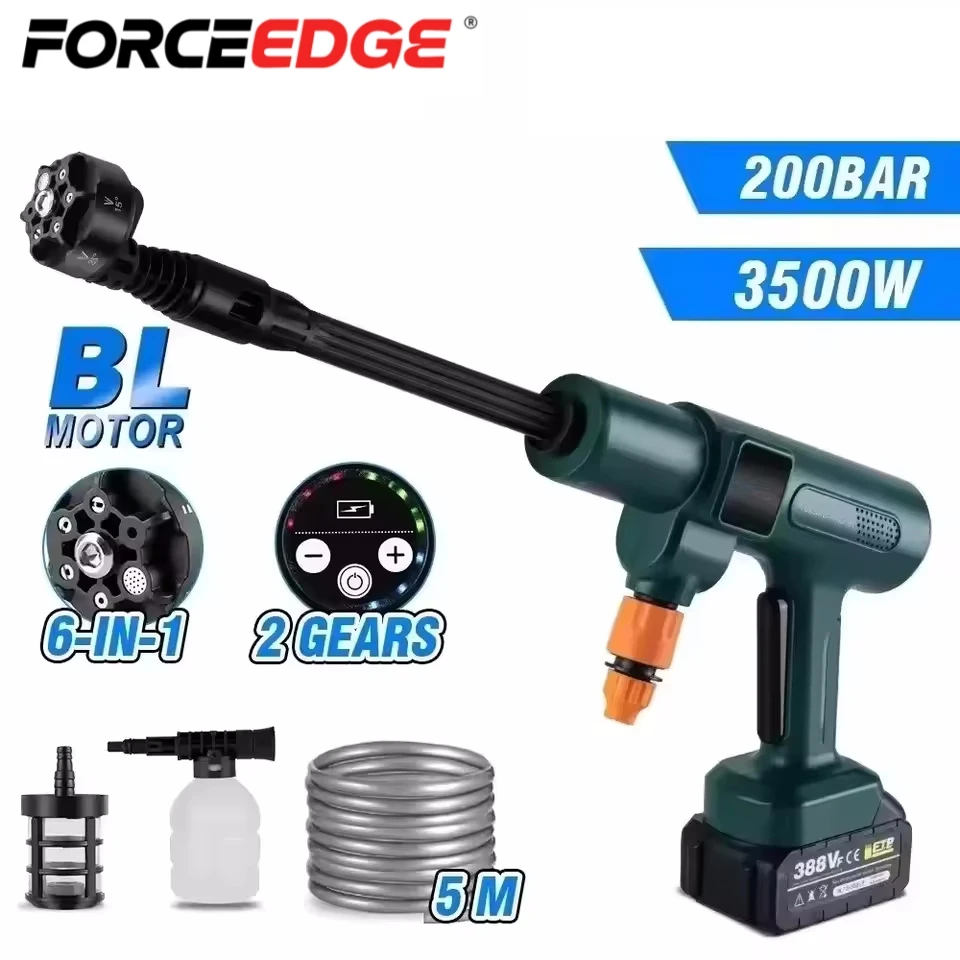 

3500W High Pressure Washer 200Bar Brushless Electric 6 IN1 Car Wash Water Gun Garden Spray Gun for Makita 18V-21V Battery