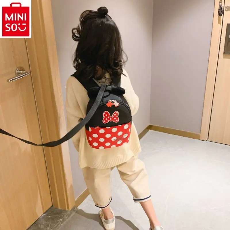 MINISO 디즈니 만화 미키 미니 학생 레저 여행 배낭, 귀엽고 달콤한 어린이 배낭