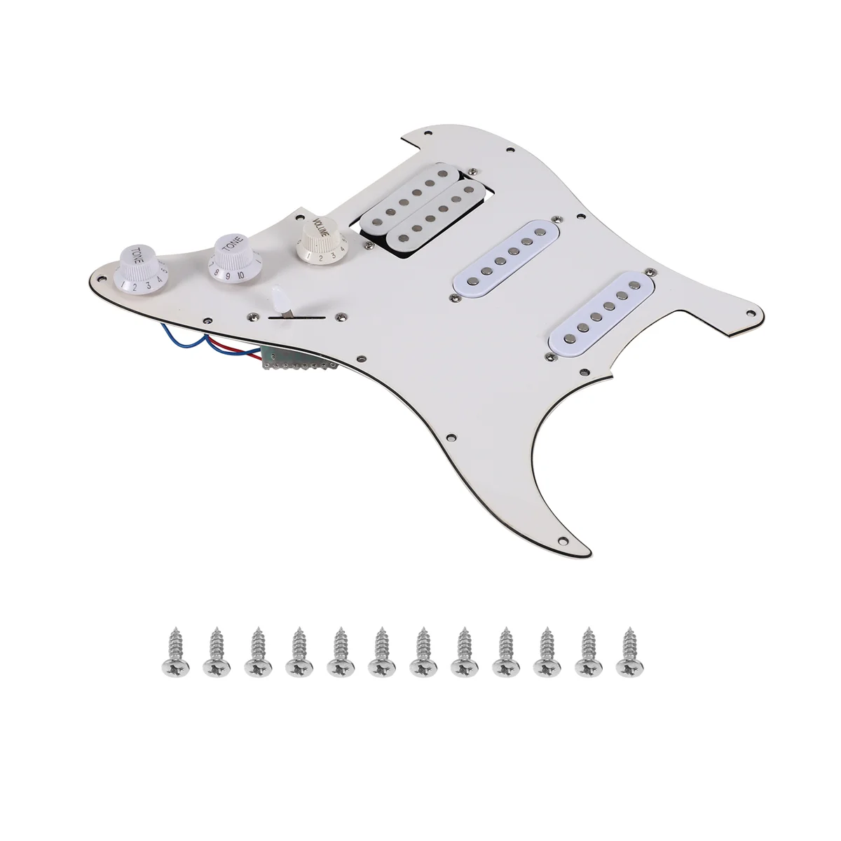 A08R التقاطات جيتار كهربائي بيكجوارد محملة مسبقًا مجموعة لوحة الخدش 11 فتحة SSH أبيض #4
