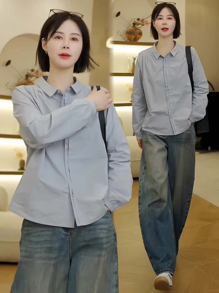 Décontracté Long Sve irt femmes Faion 2026 nouveau automne Design à la mode sens élégance polyvalent Anti-âge irt XiaoXiang Sle