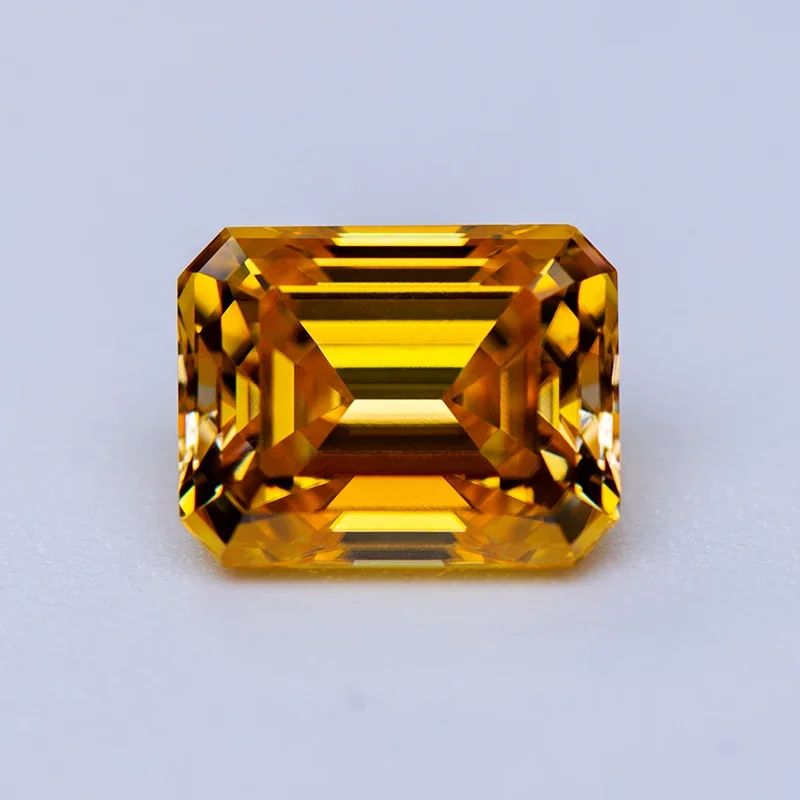 

Moissanite Stone Emerald Cut Golden Yellow Color Gemstone Lab Grown Diamond Charms Woman Jewelry Making with GRA Certificate