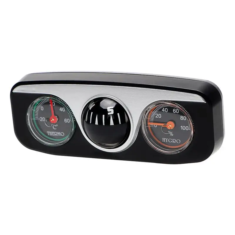 Vehicle-mounted Compass 3 In 1 Car Dashboard Navigation Direction Thermometers Hygrometer Multi-functional Travel Tool For Cars