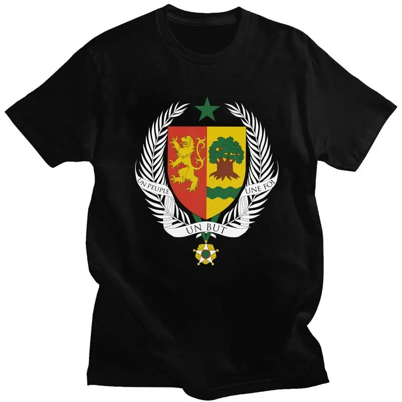 Kawaii Coat Of Arms Of Senegal Flag T Shirt Men Short-Sleeve T-shirts Graphic Tee Pure Cotton Regular Fit Tshirts Merch