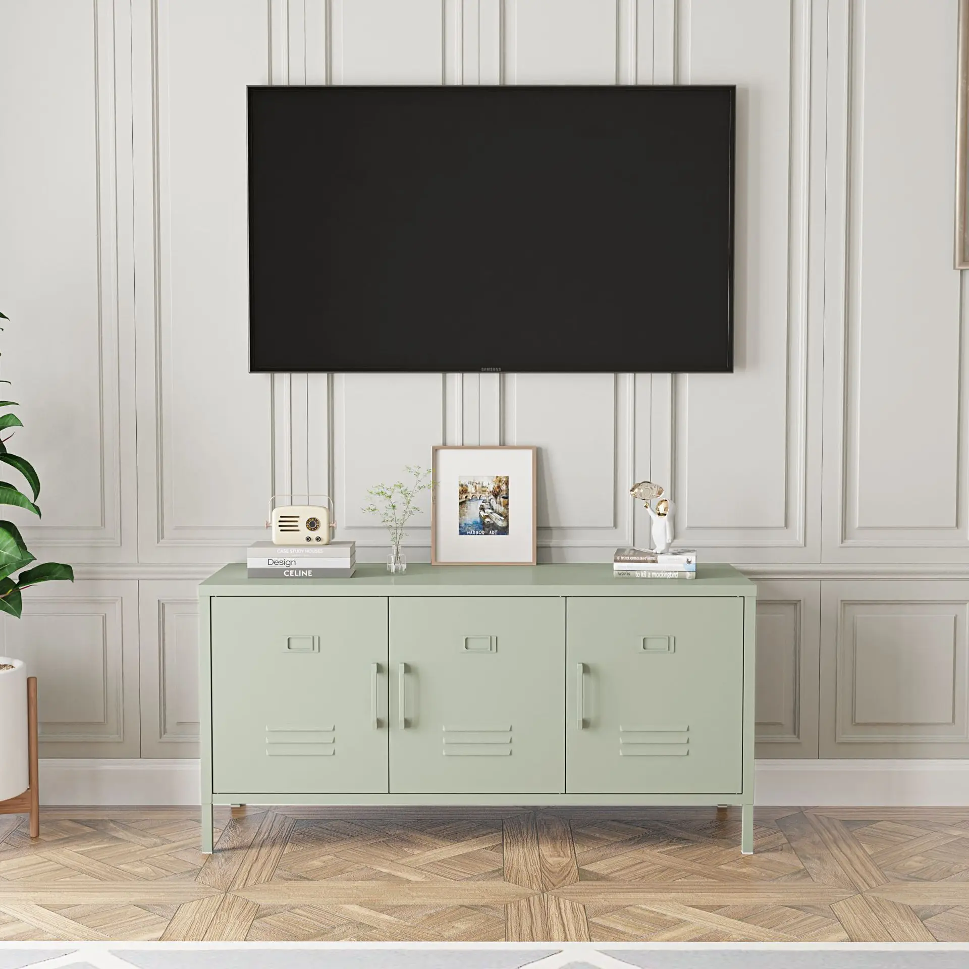 Imagen 3: Mueble de TV de color sólido, taquilla de acero para sala de estar, dormitorio y hogar
